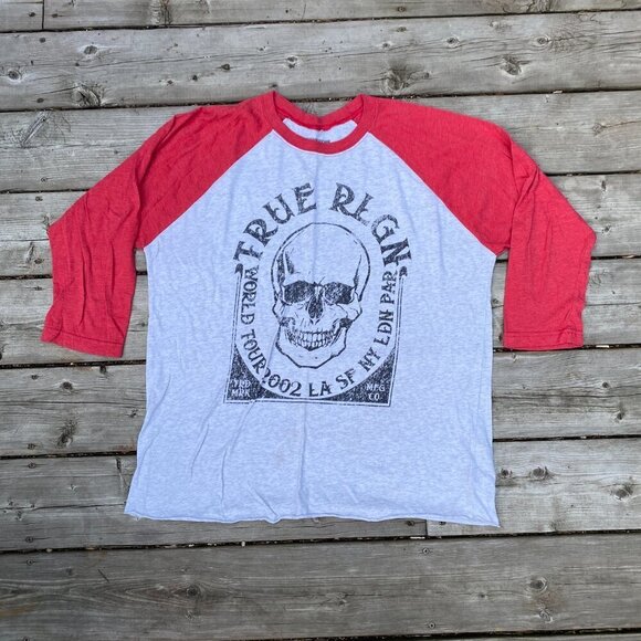 True Religion Graphic T Shirt Skull Long Sleeve XL - Picture 2 of 4